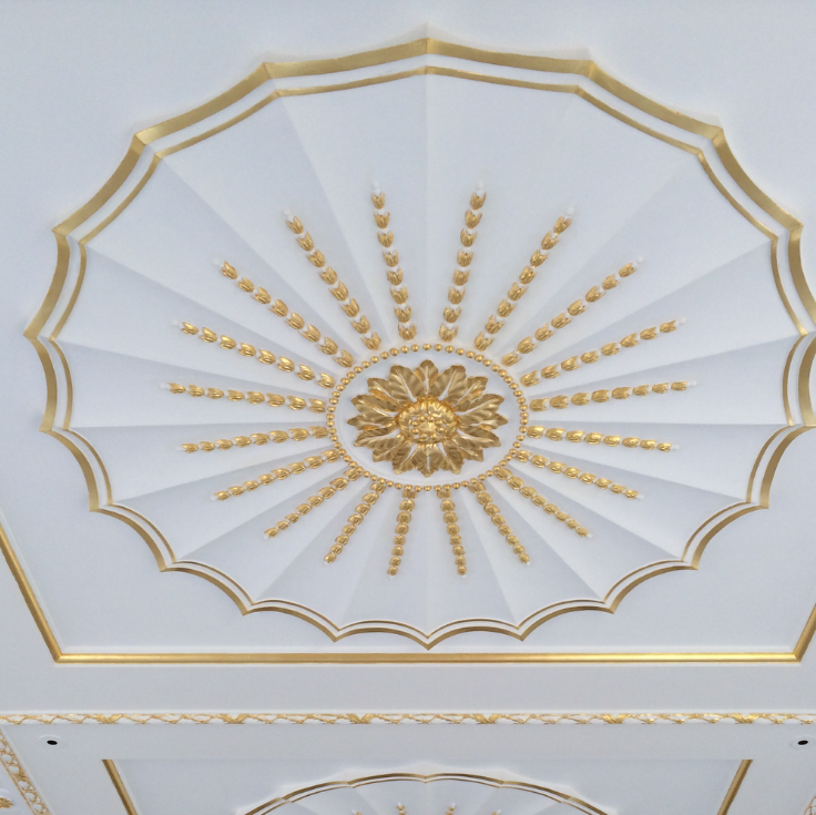 Panelled and gilded ceiling